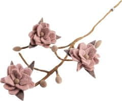 Decor By Glassor Plstená vetvička s kvetmi ružovej magnólie