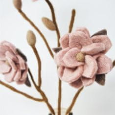 Decor By Glassor Plstená vetvička s kvetmi ružovej magnólie