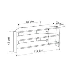 Kalune Design TV stolík THALES CORNER 114 cm biely