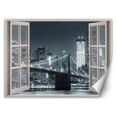 shumee Fototapeta, Window New York Brooklyn Bridge čiernobiela - 140x100