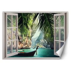 shumee Fototapeta, Pohľad z okna na tropickú pláž s palmami - 140x100