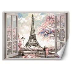 shumee Fototapeta, Okno s výhľadom na Eiffelovu vežu - 140x100