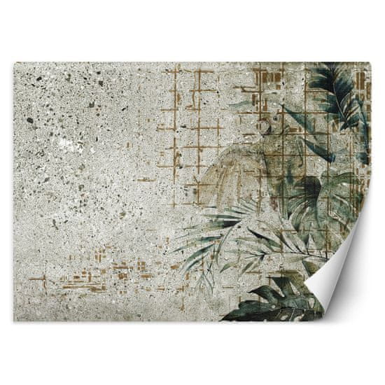 shumee Fototapeta, Concrete Parrot Bird Leaves Monstera Green - 100x70