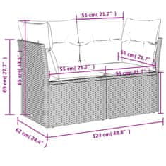 Vidaxl Záhradná pohovka s vankúšmi 2-miestna čierna polyrattan