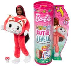 Barbie Cutie Reveal Barbie v kostýme - mačiatko v červenom kostýme pandy HRK22