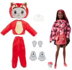 Barbie Cutie Reveal Barbie v kostýme - mačiatko v červenom kostýme pandy HRK22
