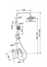 Invena Sprchový stĺp dokos s vaňovým výtokom chróm (AU-19-B01-V)