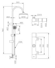 Invena Sprchový stĺp s termostatickou batériou gracja (AU-15-D01-C)