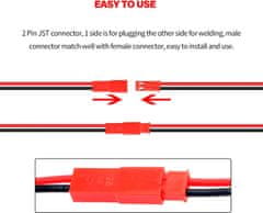 YUNIQUE GREEN-CLEAN Sada 40 konektorov JST 22 AWG, 2 pinové samce a ženy, dĺžka 10 cm 15 cm - ideálne pre LED diódy, pásové lampy, RC batérie a hračky