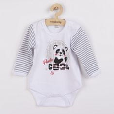 NEW BABY Dojčenské body s dlhým rukávom Panda 80 (9-12m) Sivá