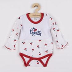 NEW BABY Dojčenské bavlnené body s dlhým rukávom Cherry 80 (9-12m) Červená