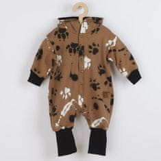 NEW BABY Dojčenský bavlnený overal s kapucňou a uškami labka horčicový 80 (9-12m)