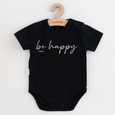 NEW BABY Dojčenské bavlnené body s krátkym rukávom Be Happy 62 (3-6m) Čierna