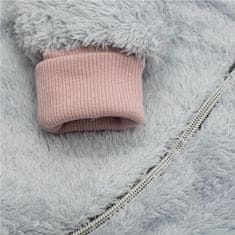 NEW BABY Luxusný detský zimný overal Teddy bear šedo ružový 68 (4-6m) Sivá