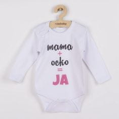 NEW BABY Body s potlačou mama plus ocko rovná sa JA - darčekové balenie 50 Ružová