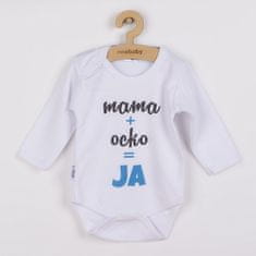 NEW BABY Body s potlačou mama plus ocko rovná sa JA 50 Modrá