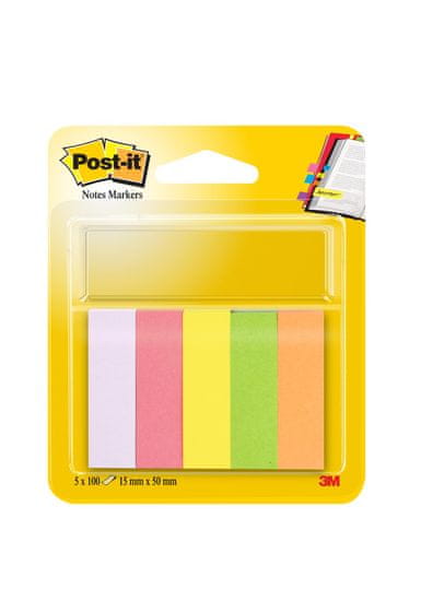 Post-It Značkovacie bločky, 15 x 50 mm, 5 farieb