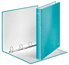 LEITZ Štvorkrúžkový zakladač WOW - A4, laminovaný kartón, chrbát 4,0 cm, ľadovo modrý