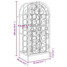 Vidaxl Stojan na víno na 33 fliaš čierny 45x36x100 cm kované železo