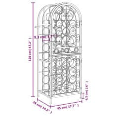 Vidaxl Stojan na víno na 41 fliaš čierny 45x36x120 cm kované železo