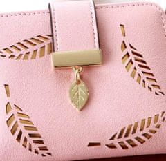 Camerazar Elegantná dámska peňaženka na zips s výrezmi listov, zlatá, kvalitná umelá koža, 12x9,5x3 cm