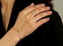 Camerazar Náramok a prsteň v jednom, zlatý retro štýl, kov, dĺžka náramku 16+5 cm, veľkosť prsteňa 1,8 cm