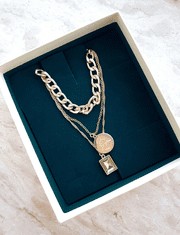 Camerazar Dámsky náhrdelník s príveskami, zlatý kov, dĺžka 40 cm