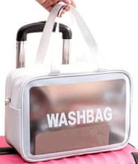 Camerazar Priehľadná kozmetická taška XXL Washbag, biela, PVC+TPU, 30x21x11 cm