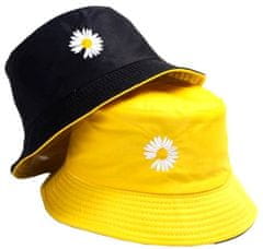 Camerazar Obojstranný rybársky klobúk BUCKET HAT, čierno-žltý, polyester a bavlna, univerzálna veľkosť 55-59 cm