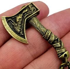 Camerazar Pánsky náhrdelník z oceľovej zliatiny v tvare kríža Viking Axe, odlievaná v starožltú farbu, veľkosť 2,5 cm x 4,5 cm