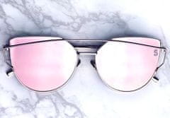 Camerazar Slnečné okuliare Glam Rock Cat Eye, strieborný kovový rám, svetloružová farba, filter UV400 Cat.3