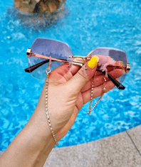 Camerazar Dámske slnečné okuliare s mačacími očami, bez obruby, kovový rám, UV filter 400 cat 3, veľkosť šošoviek 53 mm x 58 mm