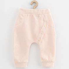 NEW BABY Dojčenské semiškové tepláky New Baby Suede clothes svetlo ružová 62 (3-6m)