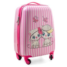 Rogal Ružový pásikavý kufor pre deti "Kitty" - veľ. M