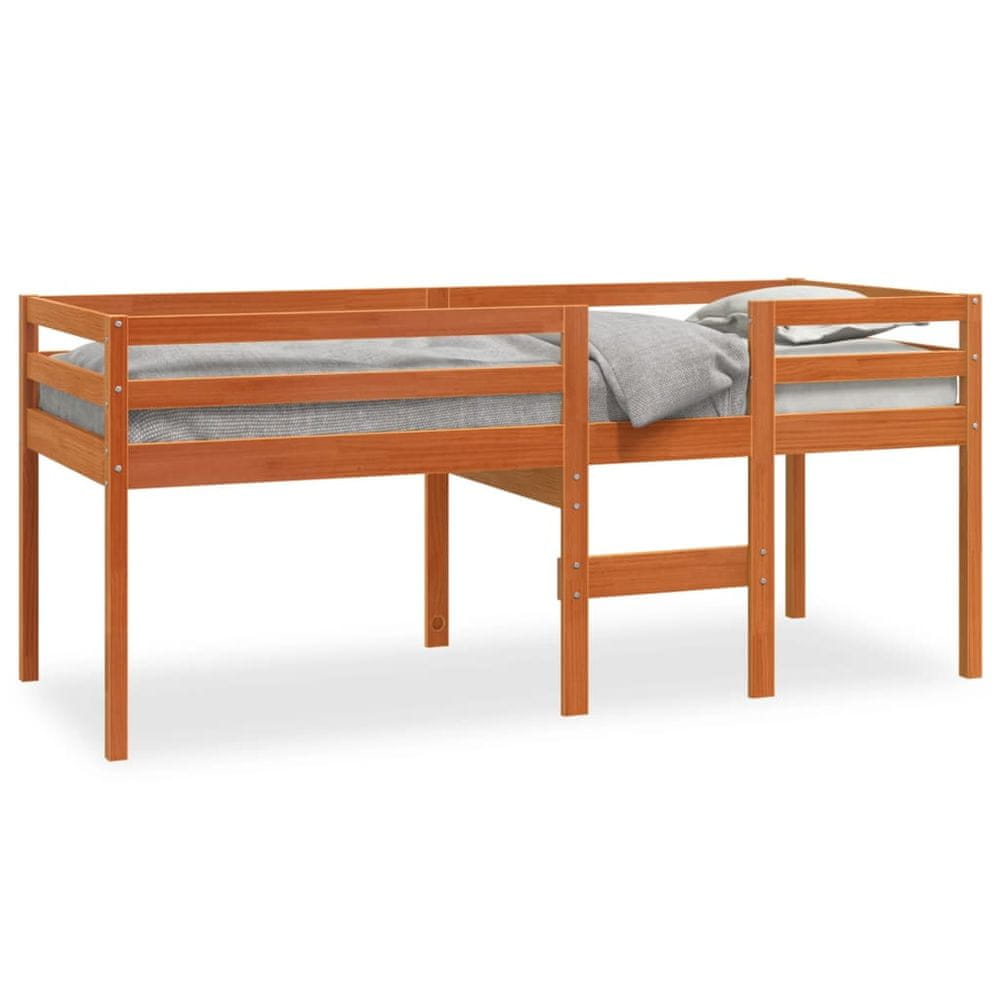 Vidaxl Vysoká posteľ vosková hnedá 75x190 cm borovicový masív