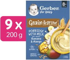 Gerber Mliečna kaša pšenično-ovsená banán a mango 9 x 200 g