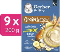 Gerber Mliečna kaša pšenično-ovsená banán a hruška 9 x 200 g