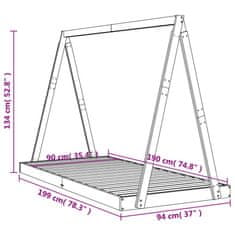 Vidaxl Rám detskej postele čierny 90x190 cm masívna borovica