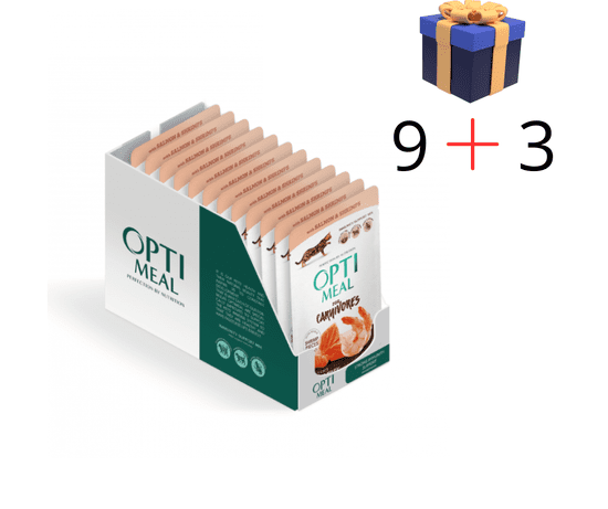 OptiMeal Superpremium s lososom a krevetami v omáčke, bez obilnín 9+3 (12 x 85 g)