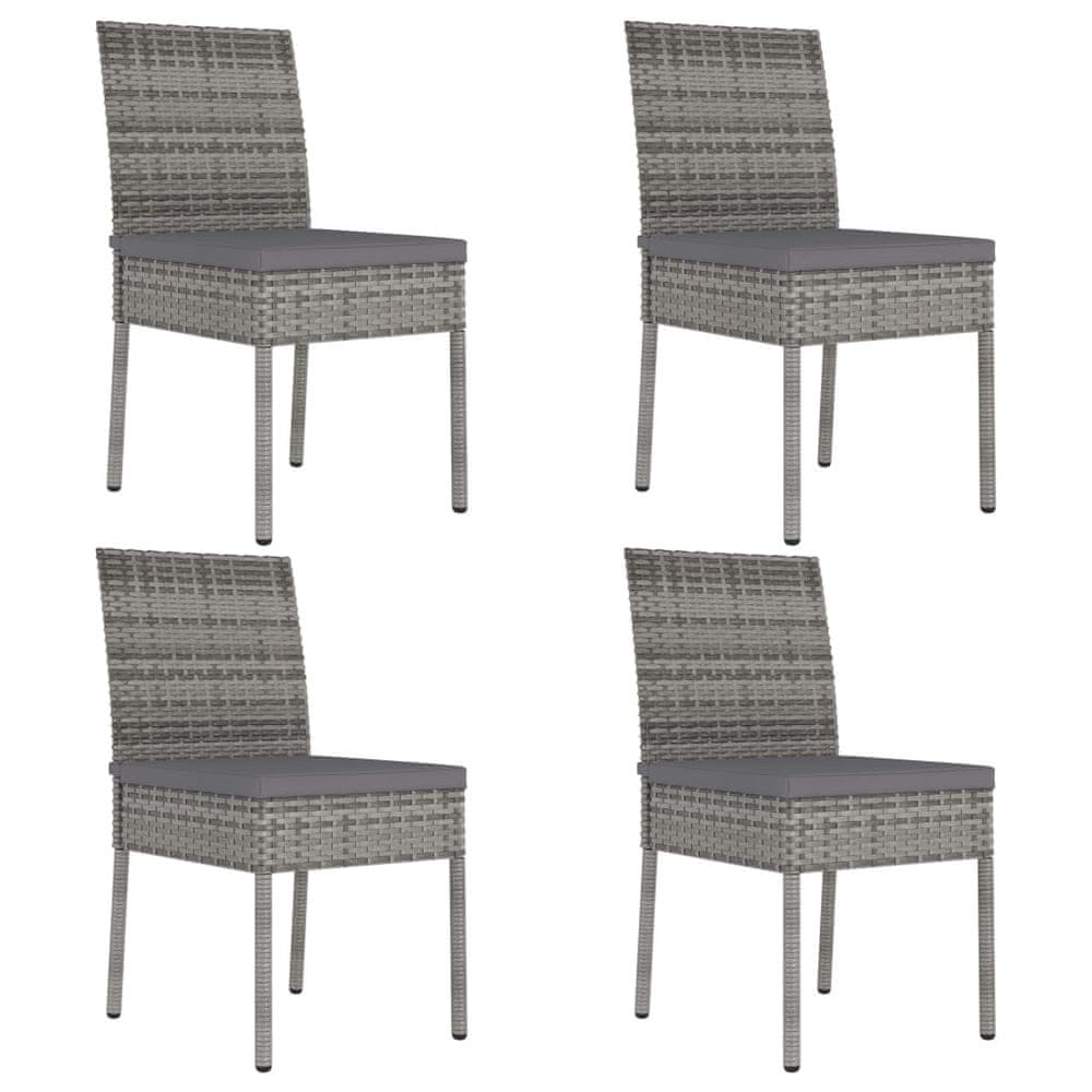 Vidaxl Záhradné jedálenské stoličky 4 ks polyratanové sivé