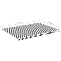 Vidaxl Náhradná látka na markízu antracitovo-biela 5x3,5 m