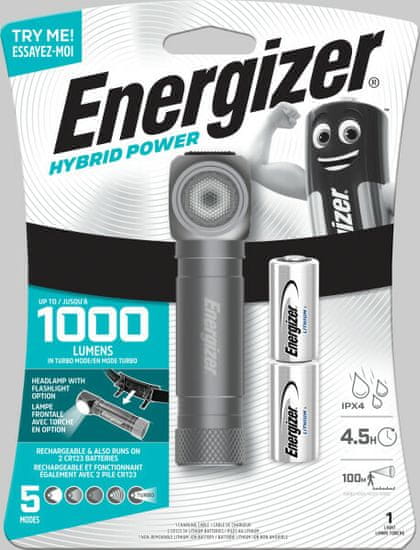 Energizer E303633201 Hybridná LED čelovka pre ručné i hands-free použitie, 1000 lm (HYBRIDHP)