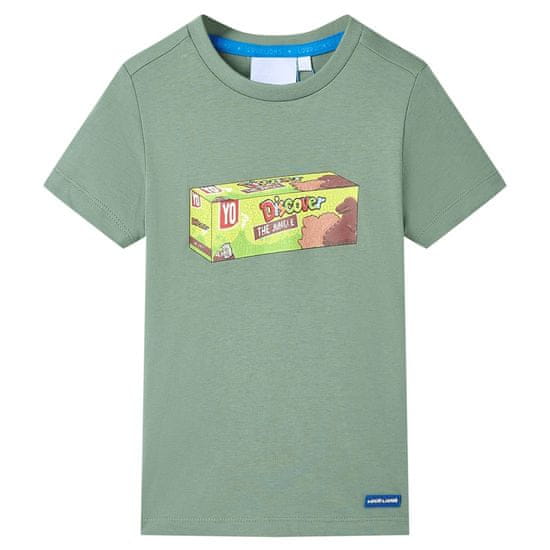 Vidaxl Detské tričko s krátkymi rukávmi kaki 116
