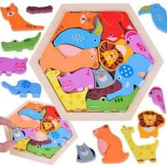 JOKOMISIADA Farebné drevené puzzle Zvieratká ZOO, 13 dielikov