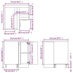 Vidaxl Kuchynská skrinka tmavý dub 75,5x75,5x80,5 cm kompozitné drevo