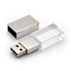 CTRL+C USB KRYSTAL strieborný, kombinácia sklo a kov, LED podsvietenie, 32 GB, USB 2.0