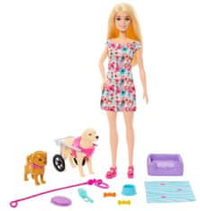 Mattel Barbie Bábika a psík s invalidným vozíčkom HTK37