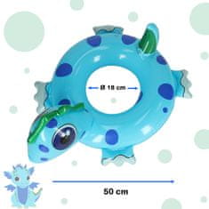 WOWO Detský nafukovací plavecký kruh s motívom dinosaura, 50 cm, do 18 kg, pre deti od 3 rokov