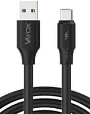 WOWO Čierny Kábel USB na USB-C, 120W 3A, Dĺžka 1m - Dvojkoncový