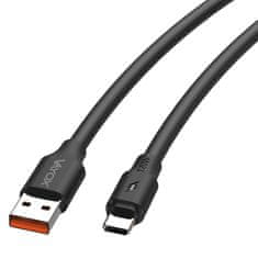 WOWO Čierny Kábel USB na USB-C, 120W 3A, Dĺžka 1m - Dvojkoncový